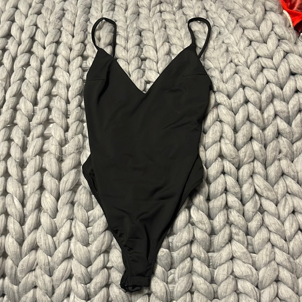 open criss cross black bodysuit